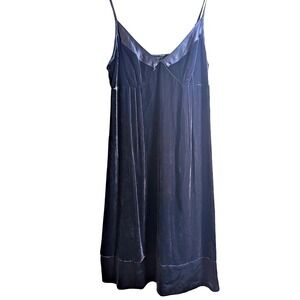 GAP Velvet Dress Size 8 Navy Blue Y2K 90s Sleeveless Satin Trim Party Cocktail